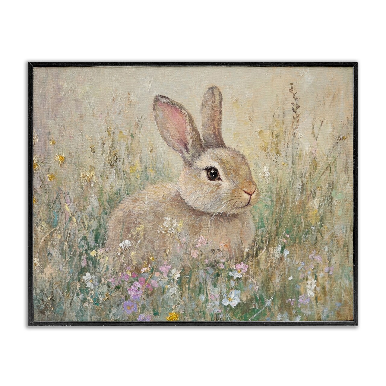 Stupell Industries Soft Color Rabbit in Meadow Framed Giclee, design by Petal Prints Design